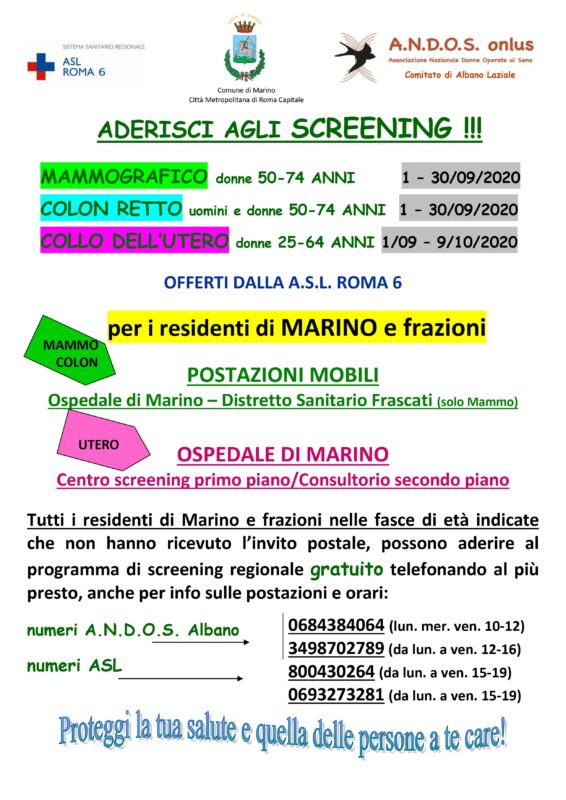 Screening oncologico di Marino, Asl Roma 6