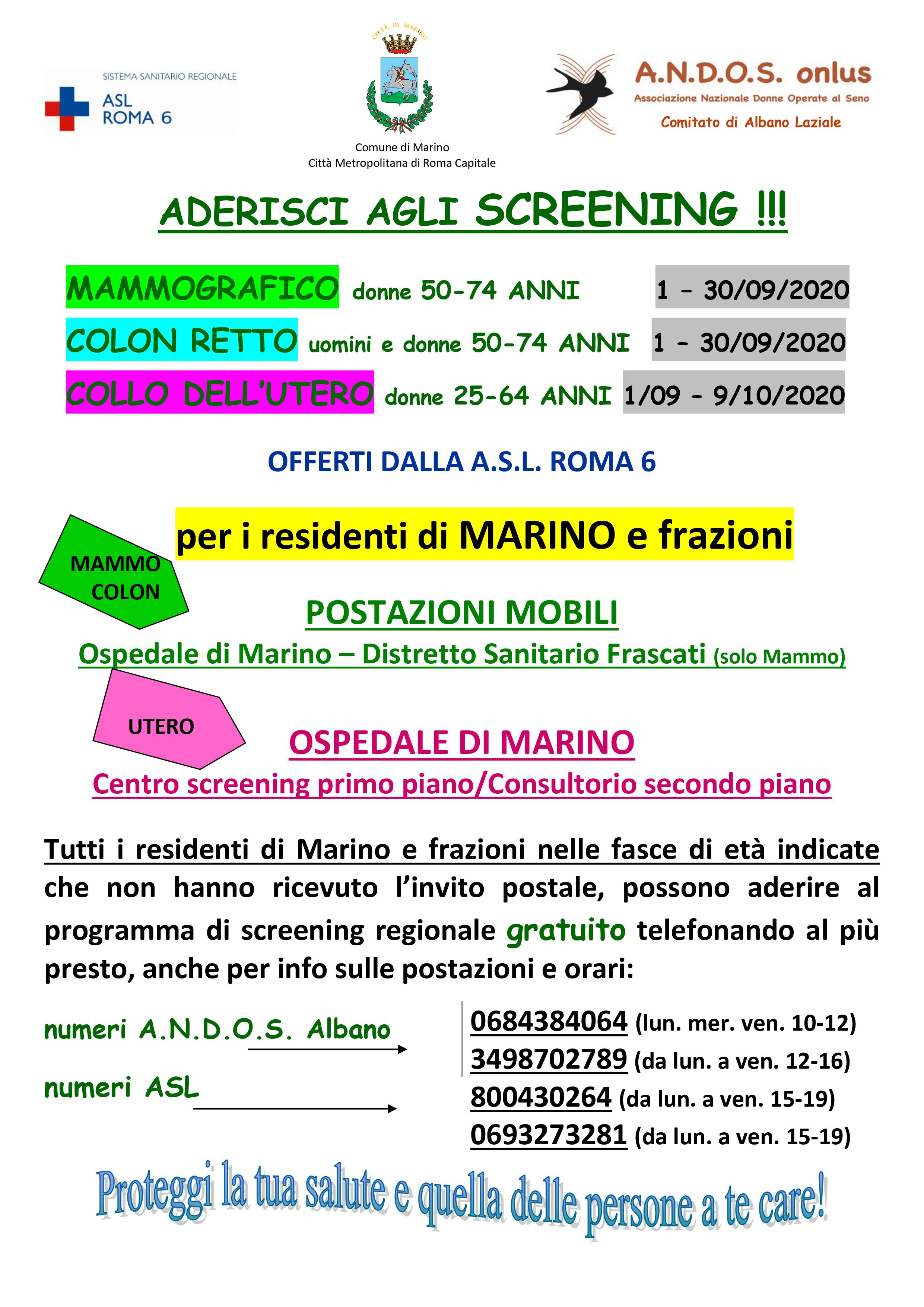 Screening oncologico di Marino, Asl Roma 6
